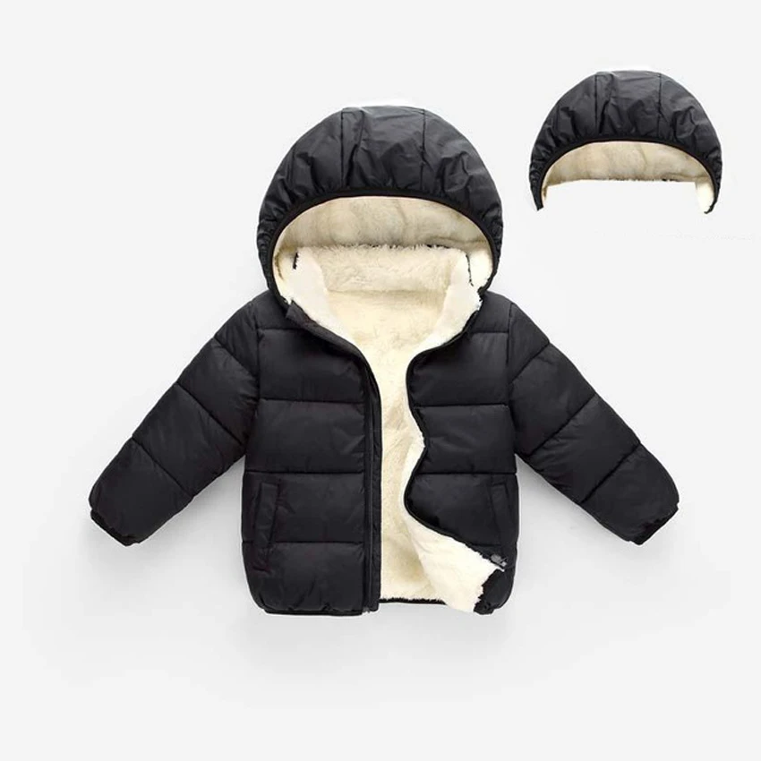 Detachable Black Baby Girls Jacket Autumn Winter Jacket For Girls Coat Kids Warm Hooded Outerwear Coat For Boys Coat Children Clothes YJ108 - Цвет: Detachable Black