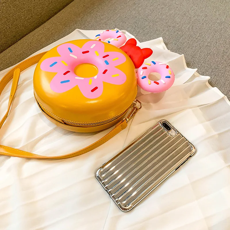 Donut Printing Disney Bags Cute Mickey Ear Small Round Bag Women Mickey Mouse Shoulder Diagonal Pu Fashion Girl Out Bags