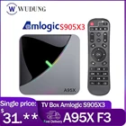 A95X F3 воздуха Android 9,0 Смарт ТВ Box Amlogic S905X3 2,4G  5G Wi-Fi, Bluetooth, 8K HD RGB светильник компьютерной приставки к телевизору медиа-сервер Android ТВ коробка