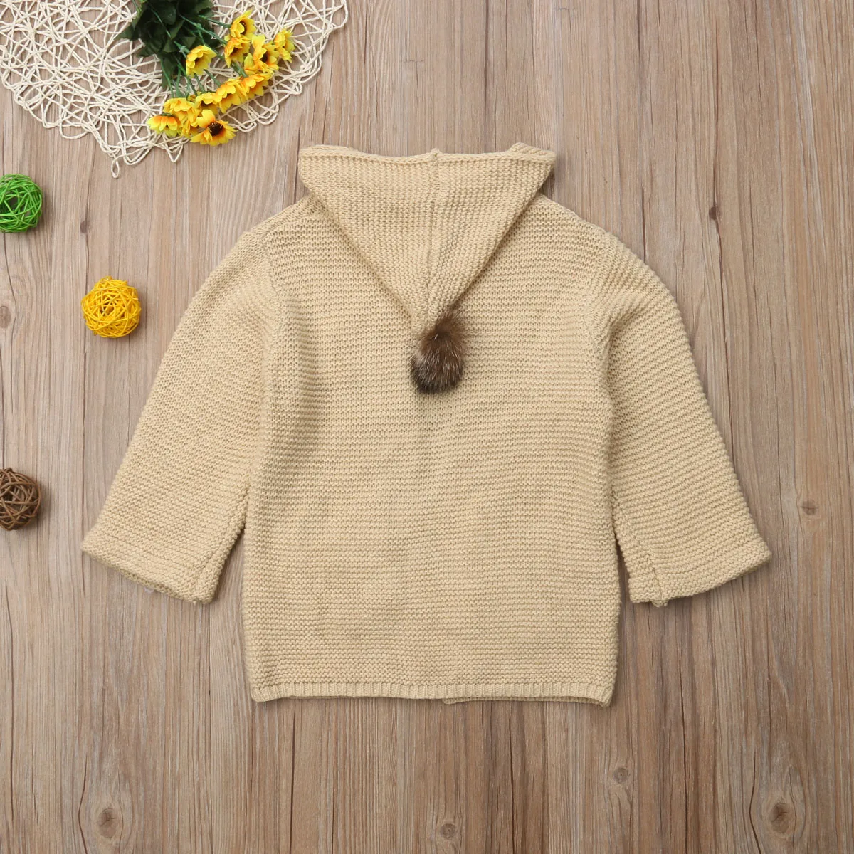 

Baby Girls Knitted Sweater Cardigan Coat Hooded Toddler Knitted Jacket Long Warm Children Knitting Outerwear Kids Sweater Coats