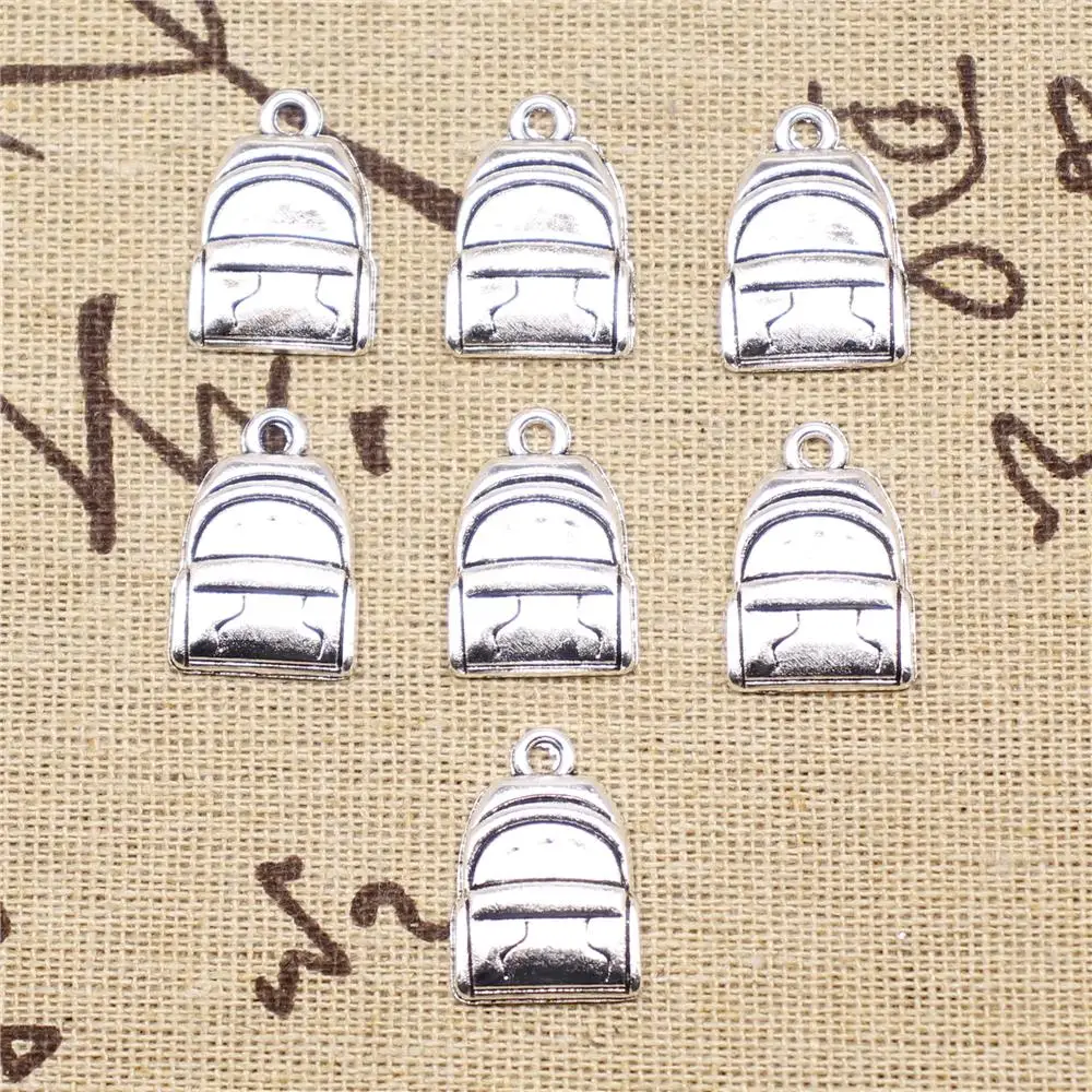 

Designer Charms DIY 10pcs 14x20mm Antique Silver Color Backpack School Bag Charms