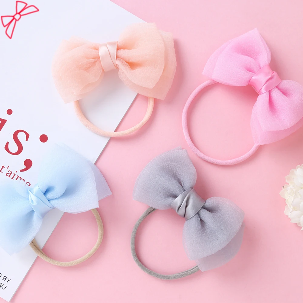 Новинка шифоновые банты карамельные цвета повязка для волос маленьких девочек