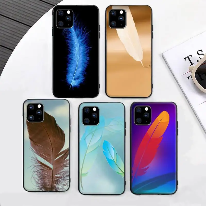 

Feather Color Phone Case for Apple iPhone 5 6 7 8 x xr xs se max pro plus mini 2020 Fundas cover