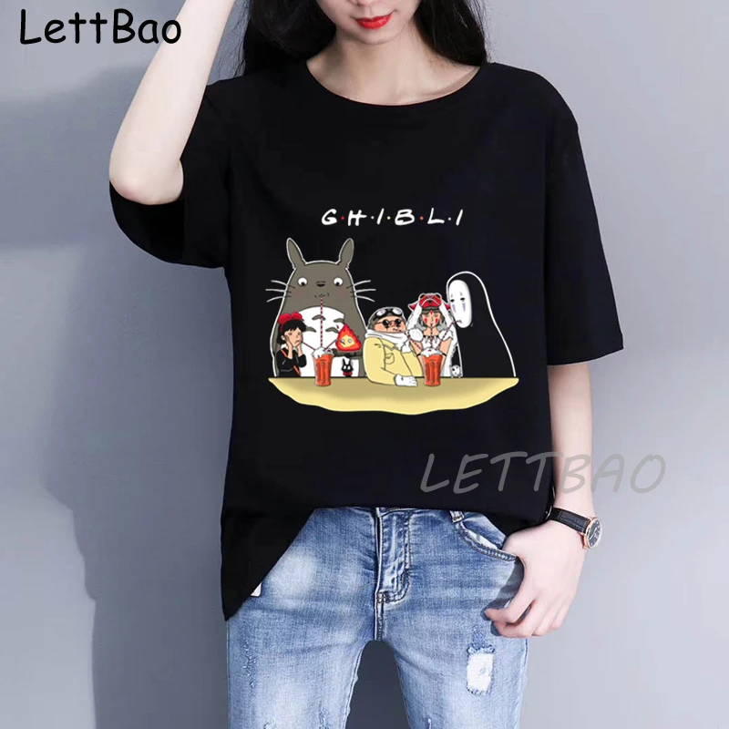 

Kawaii Studio Ghibli Totoro Miyazaki Funny Cartoon Tshirt Anime Top Tee Female Harajuku T Shirt Women Ullzang Graphic T-shirt