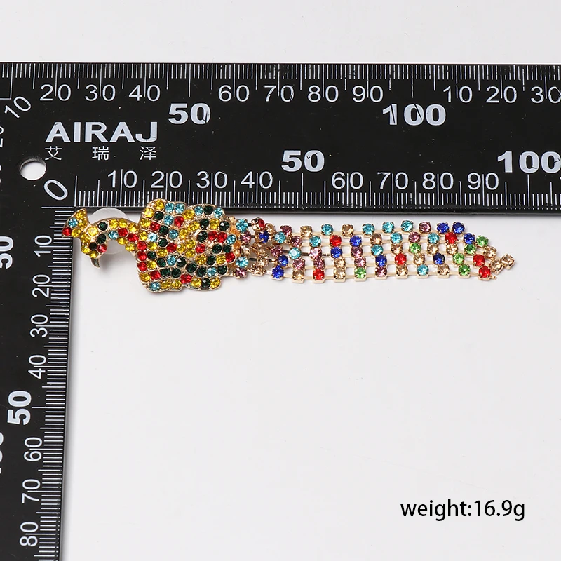 Висячие серьги Стразы с разноцветным павлином кристаллами бахромой длинные