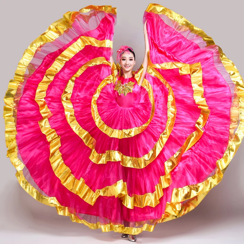 2020 New Spanish Big Swing Dress Adult Female Chorus Performance Costume Gypsy Bullfight Dance Modern National Costume DL5730