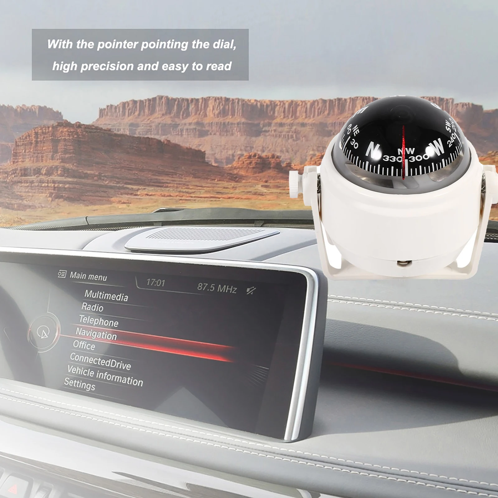 

Multi-Purpose Digital Compass Voyager Bracket Mount Compass Sea Marine Bracket Fits Car Boat Caravan Truck Watercraft White