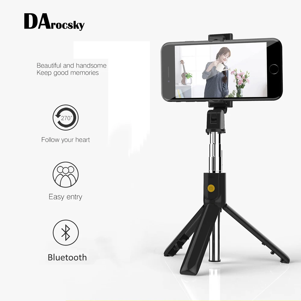 Buy Wireless Bluetooth Selfie Stick Mini SelfieTripod Foldable Handheld Monopod Shutter + Remote Control for iphone/Android/Huawei on