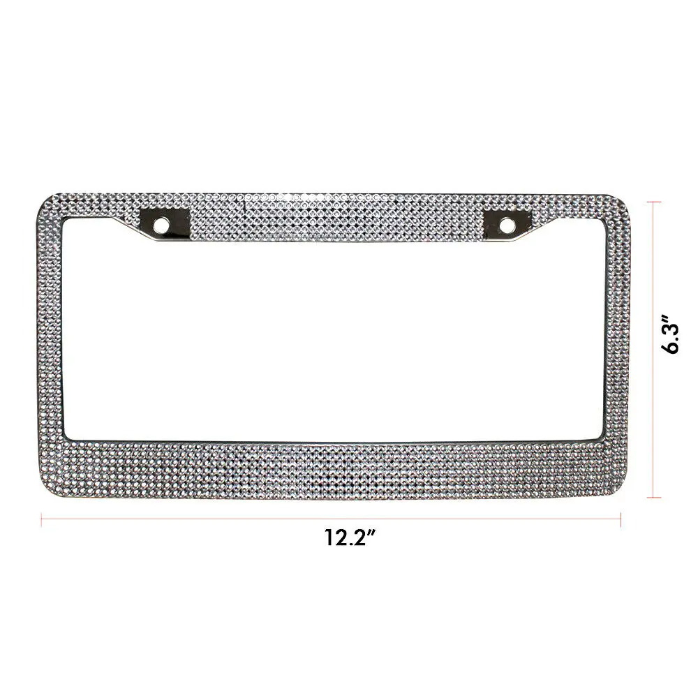 

2pc Bling Crystal License Plate Frame Women Luxury Handcrafted Rhinestone Car Frame Plate With Ignition Button Fit For U.s Model