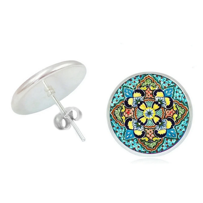 

Hot! 2020 New Earrings Mandala Butterfly Silver Time Glass Convex Girl Earrings Fashion Ladies Children's Jewelry