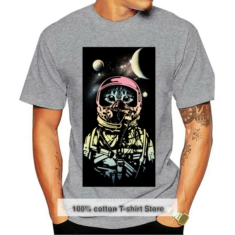 

Retro Men's Tops & Tees Catstronaut 3D Printed T Shirt Cat Astronaut 100% Cotton Short Sleeve TShirt O-Neck Clothes Dropshipping