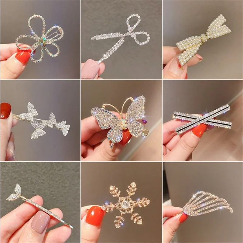 

New Korea Pearl Hair clip for Women Romantic girls Word folder Hairpin butterfly Accessories Barrettes Wholesale wedding jewelry