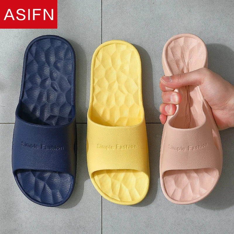 

ASIFN Men's Home Bathroom Slippers Men Slides Summer Indoor Sandals Soft Male Bath Slipper House Flip Flops Zapatos De Hombre