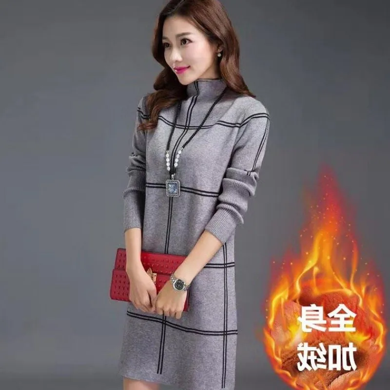 Женский зимний свитер плюс бархатная Толстая Водолазка пуловер дамские Большие