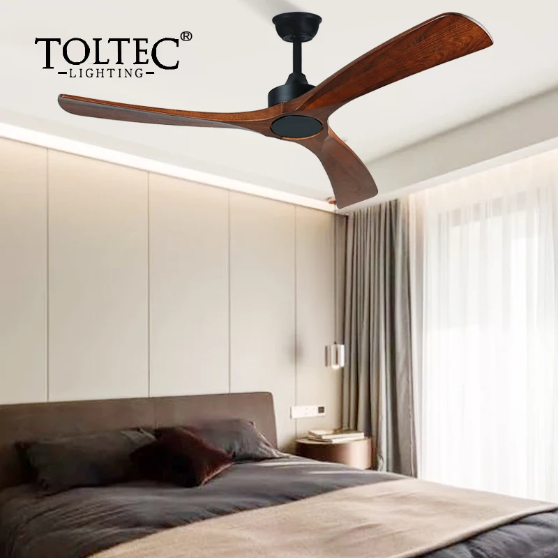 Современный простой потолочный вентилятор из массива дерева 48 дюймов 25 Вт с