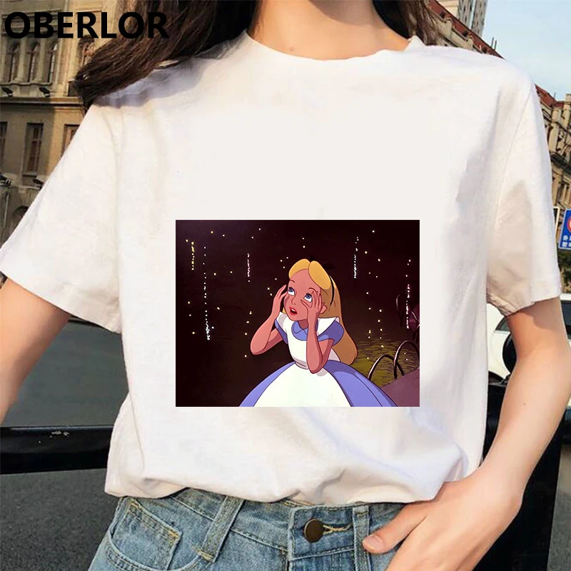 519606 Camisetas Verano Mujer футболка принцессы с принтом Золушки женская летняя белая с коротким рукавом Harajuku Эстетическая одежда - Цвет: 519606