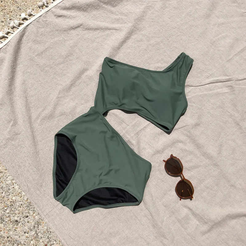 

Swim Shorts Women 2021 Sexy Bikini Bathing Suit New Korean Solid Color Hot Swimsuit Push Up Split High Waist Backless Female