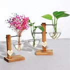 Стеклянная гидропонная фотография, цветочный горшок, деревянная подставка, прозрачная ваза, деревянная рамка, стеклянные настольные растения, домашнее украшение бонсай