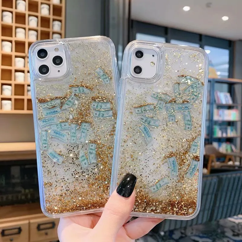Зыбучий песок Сияющий динамический доллар Жидкий чехол для телефона iPhone 7 8 Plus XR XS