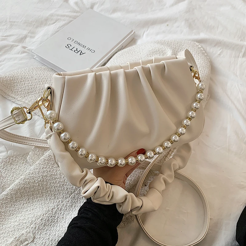 

2021 Summer New Ladies Messenger Bag Fold Female Fashion Casual Shoulder Bag Everyday Small Beaded Handbag Bolsos Para Mujer Sac