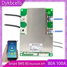 Защитная Плата Smart BMS 8S 80A 100A lifepo4 для литиевого аккумулятора с балансировкой bms 24 В, Bluetooth приложение для контроля монитора управления