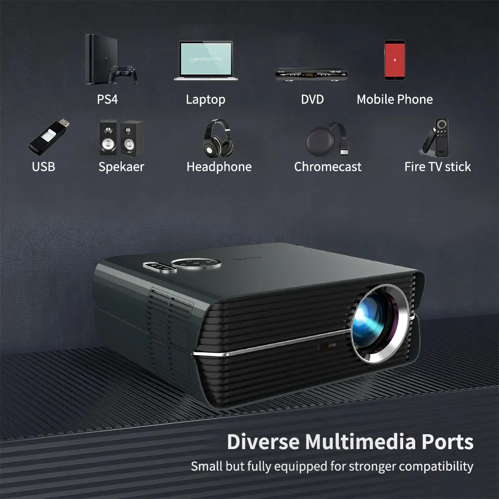 Movie Projector Video Led Beamer Home Theater 6000 Lumens Wireless Airplay LCD A10AB Freeshipping Full Hd 1080P | Электроника