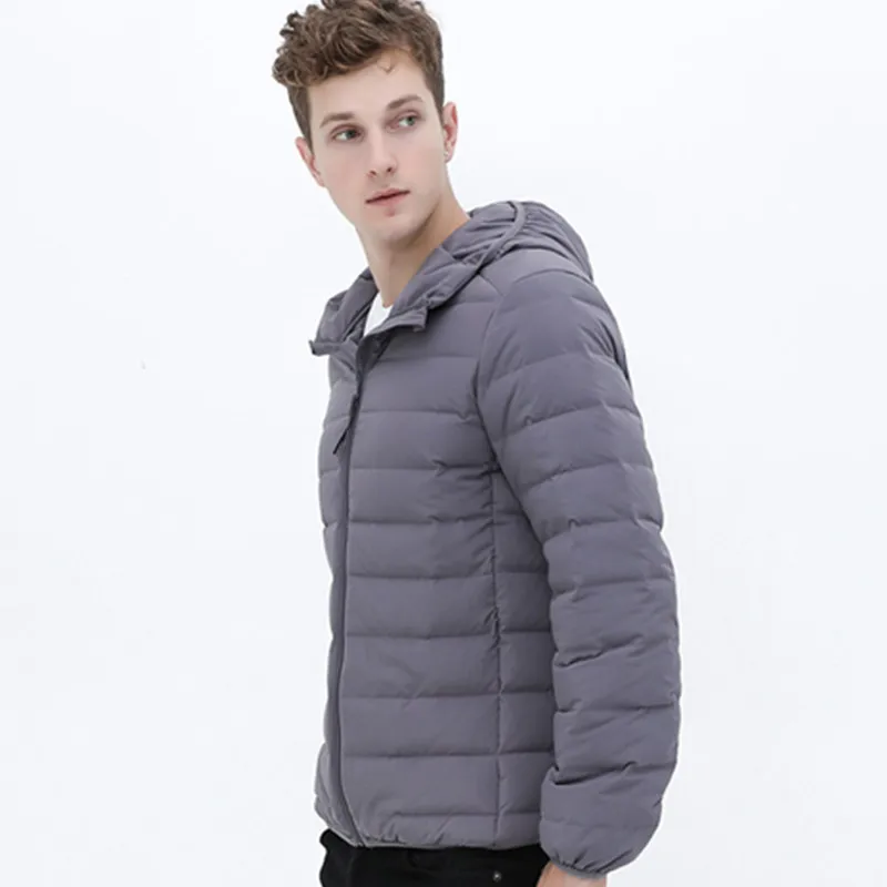 Down Jacket Men's New Lightweight Short Hooded Fashion Loose Slim Coat Large Size Autumn and Winter