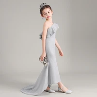 prom dresses formal for teen girls 3 to 14 years kids birthday evening party wedding clothing children long mermaid silver dress