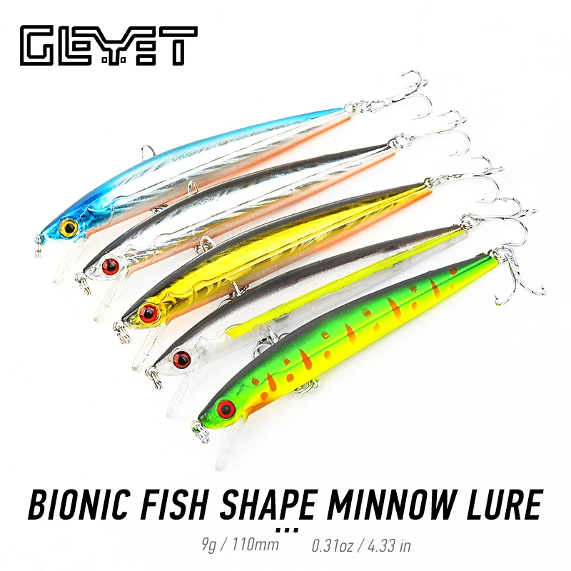 

GEMT Laser Minnow Fishing Lure 110mm 9g Jerkbait Hard Bait Pesca Shiny Body Wobbler 3D Eyes Japan Swimbait Seabass Leurre Peche