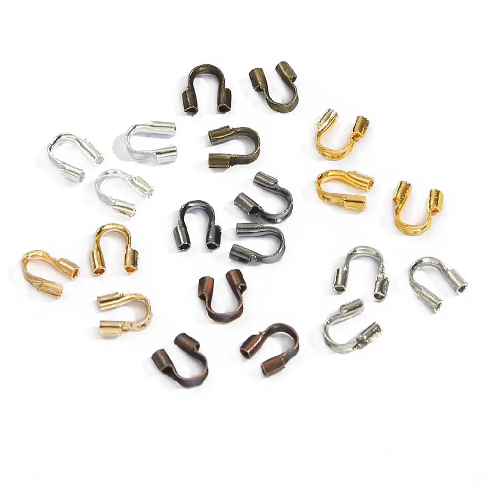 

100pcs/lot 4X4mm Wire Protectors Wire Guard Guardian Protectors Loops U Shape Accessories Clasps Connector For Jewelry Making
