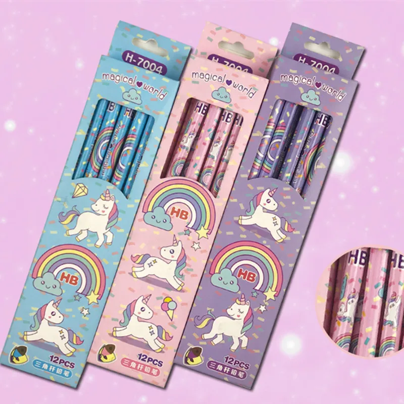 12 шт. милые карандаши в виде единорога для вечеринки конфеты кавайные деревянные