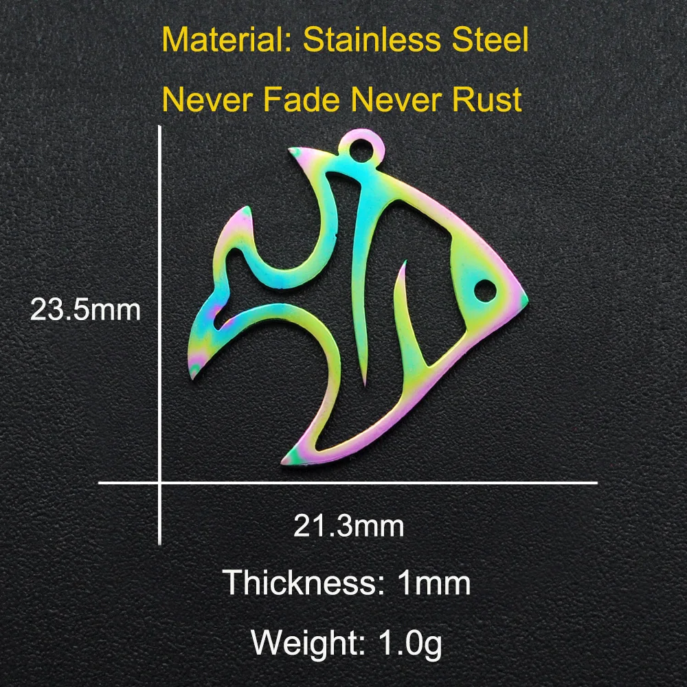 5 шт./лот 100% Подвеска из нержавеющей стали в виде радужной морской рыбы сделай сам