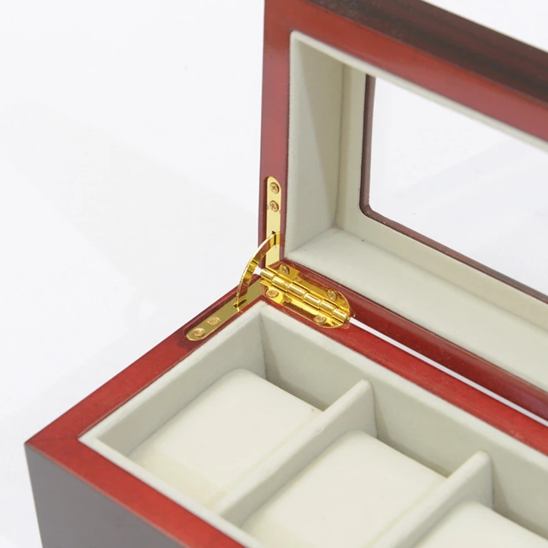 

6 Slots Wooden Watch Display Case, Glass Topped Wooden Watch Display Case Watch Jewelry Organizer