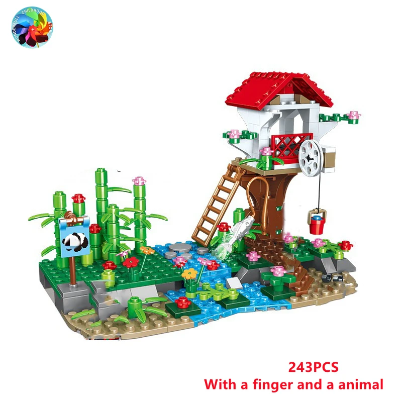 

2012 New Panda Park Farm Tree House Building Block Action Figure Compatible My Worlded Bricks Gift Toys