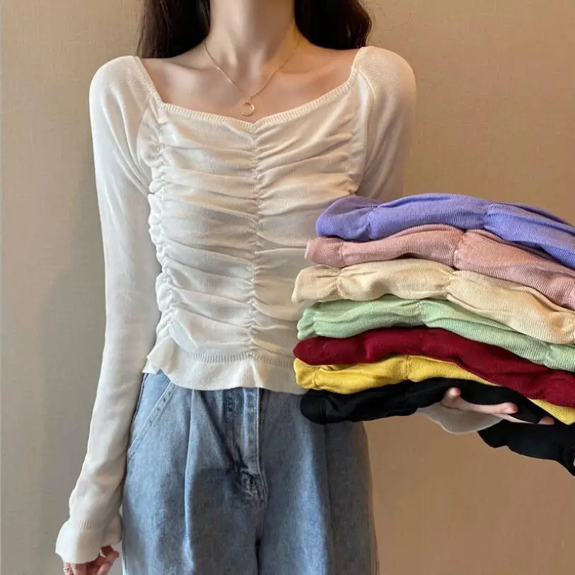 Женские пуловеры вязаный свитер сезон осень-зима 2020 корейская мода однотонные