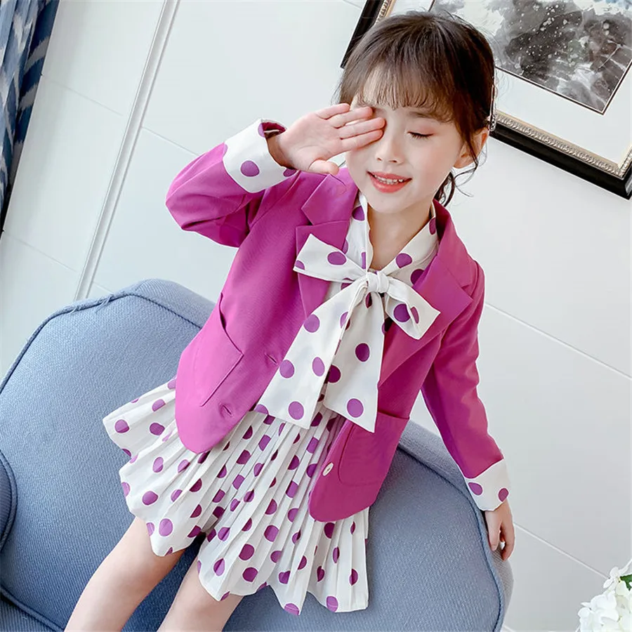 Одежда для девочек плиссированное платье и куртка одежда верхняя костюм