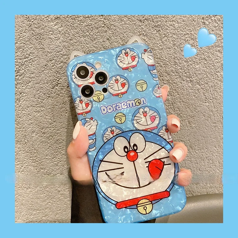 

Doraemon cute cartoon mobile phone case for iPhone se/7plus/8p/xs/xsmax/xr/11promax/12promax/12mini couple anti-drop phone cover