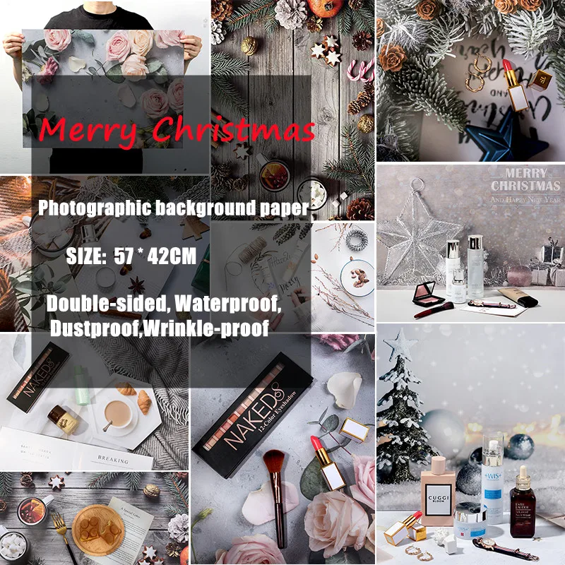 Christmas Photo background Decoration Props for Photo shoots Photography backdrops Paper 2 sides Waterproof Christmas village