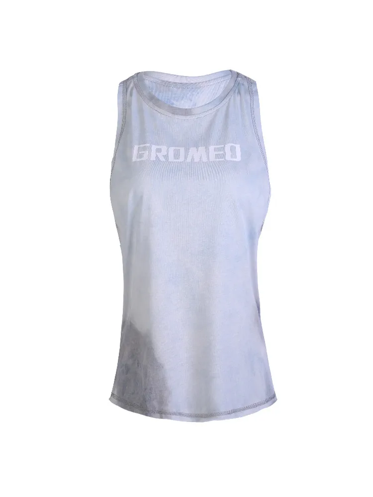 

Tie-dyed cotton sports sleeveless vests for women running yoga fitness beauty back backless T-shirt loose letter smock shahin