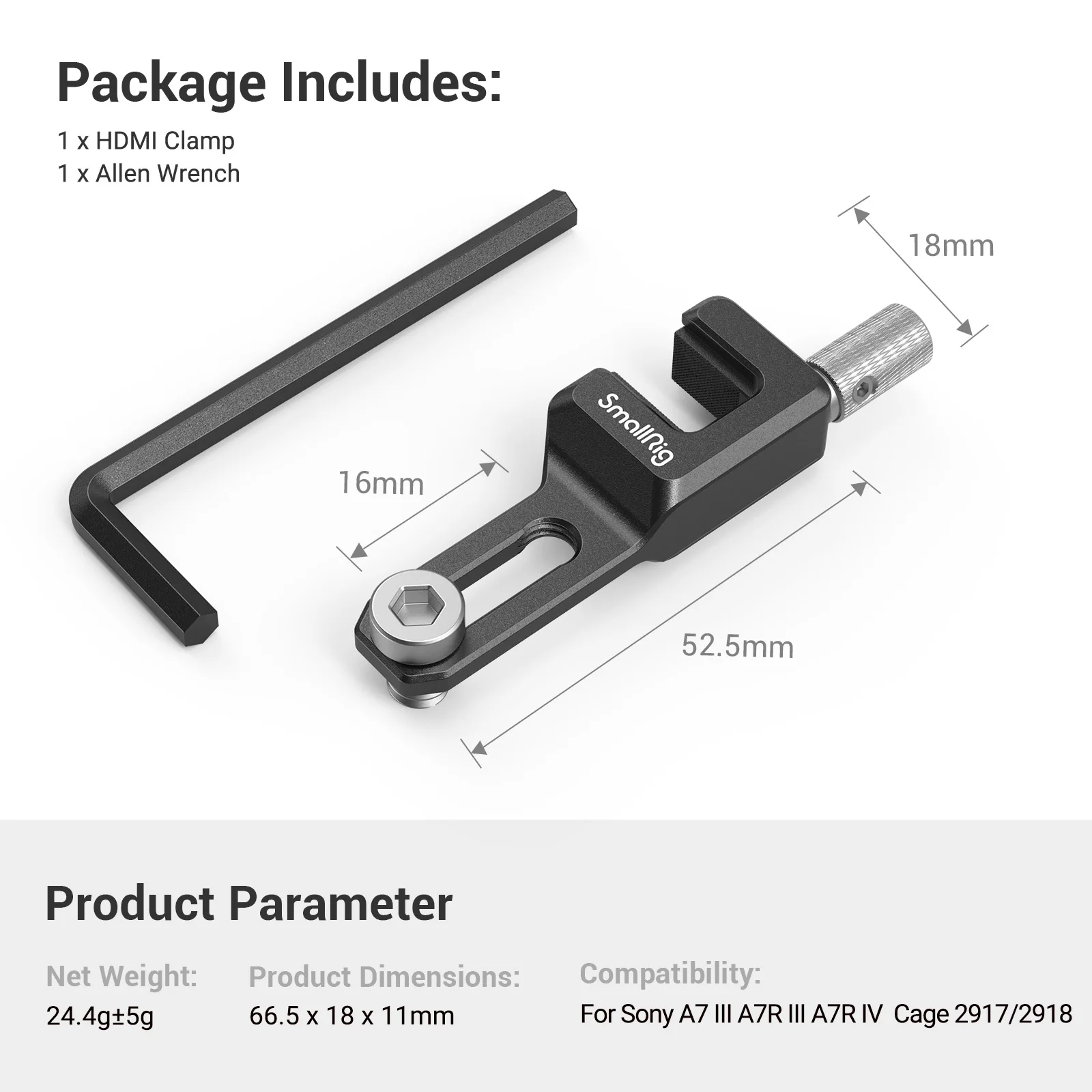 Зажим SmallRig HDMI для Sony A7 III A7R IV клетка совместимая с кабелями разных размеров 3104 |