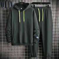 oein casual tracksuit men hooded sweatshirt outfit autumn mens sets sportswear 2021 male hoodiepants 2pcs jogging sports suits