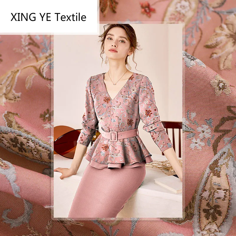 

Yarn-dyed Woven Jacquard Fabric Spring Autumn Women's Fashion Cloth Dress Windbreaker Material by Meter Sewing