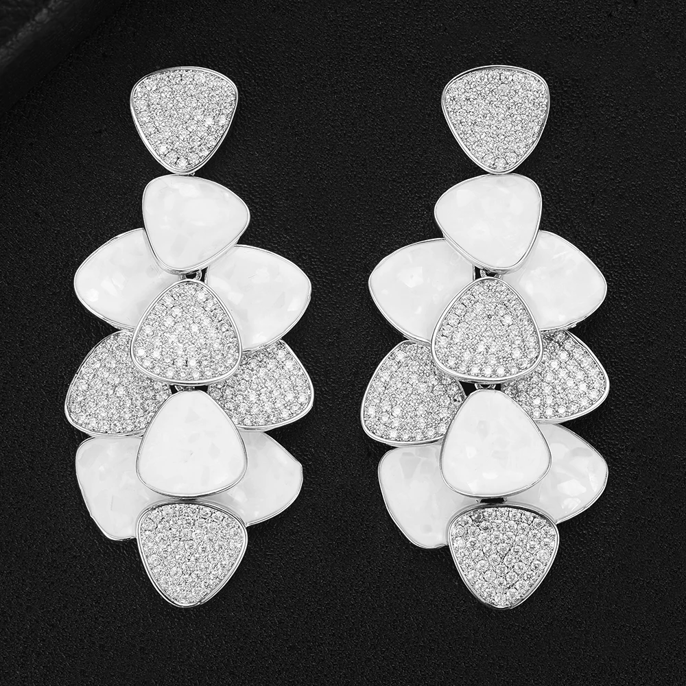 GODKI Jimbora Luxury Opal Leaf Pendant Drop Earrings for Bridal Wedding Party Show Women Girl Daily Fashion Jewelry | Украшения и