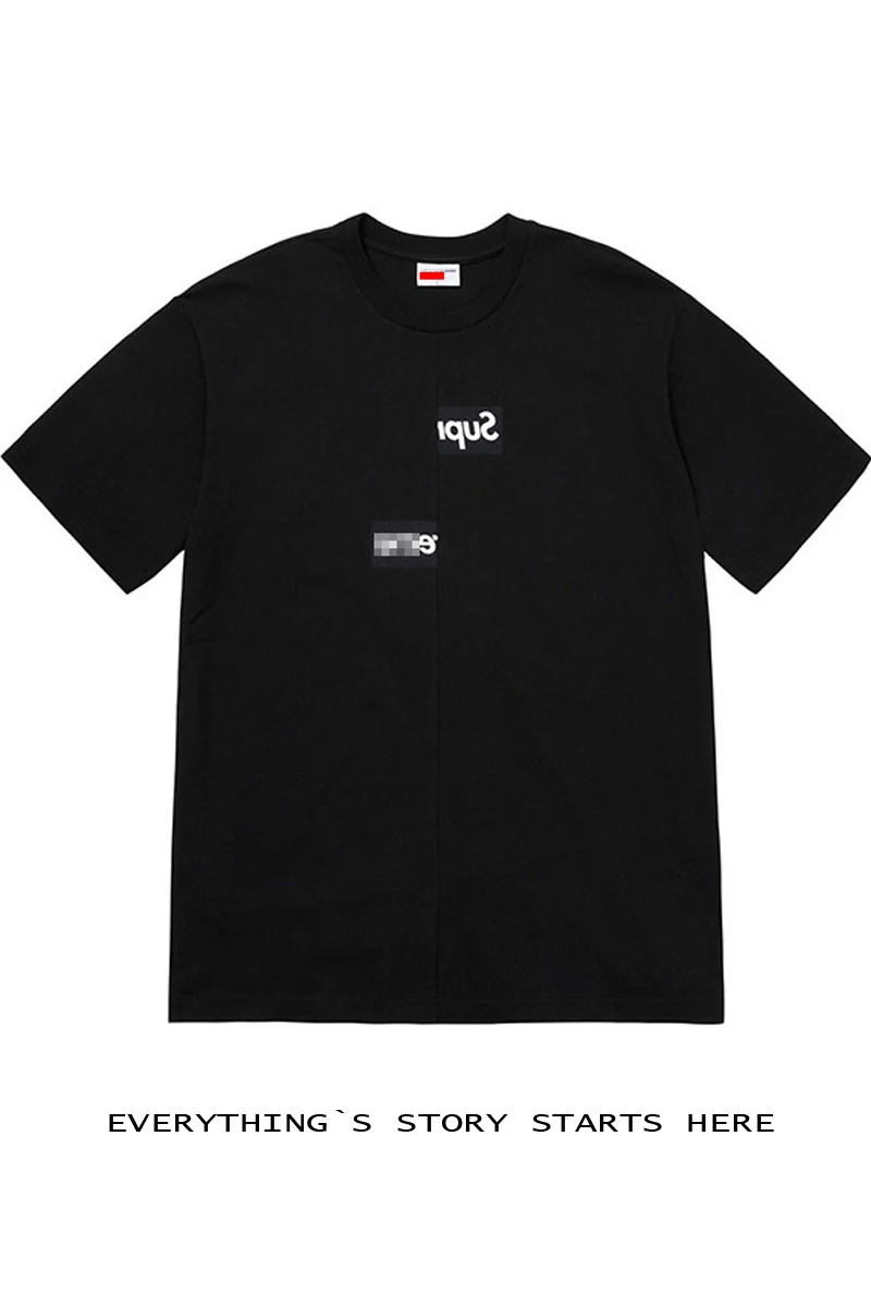 

New 2021supreme Box Disassembly Stitching Misplaced Short-sleeved Men's and Women's T-shirt Tee