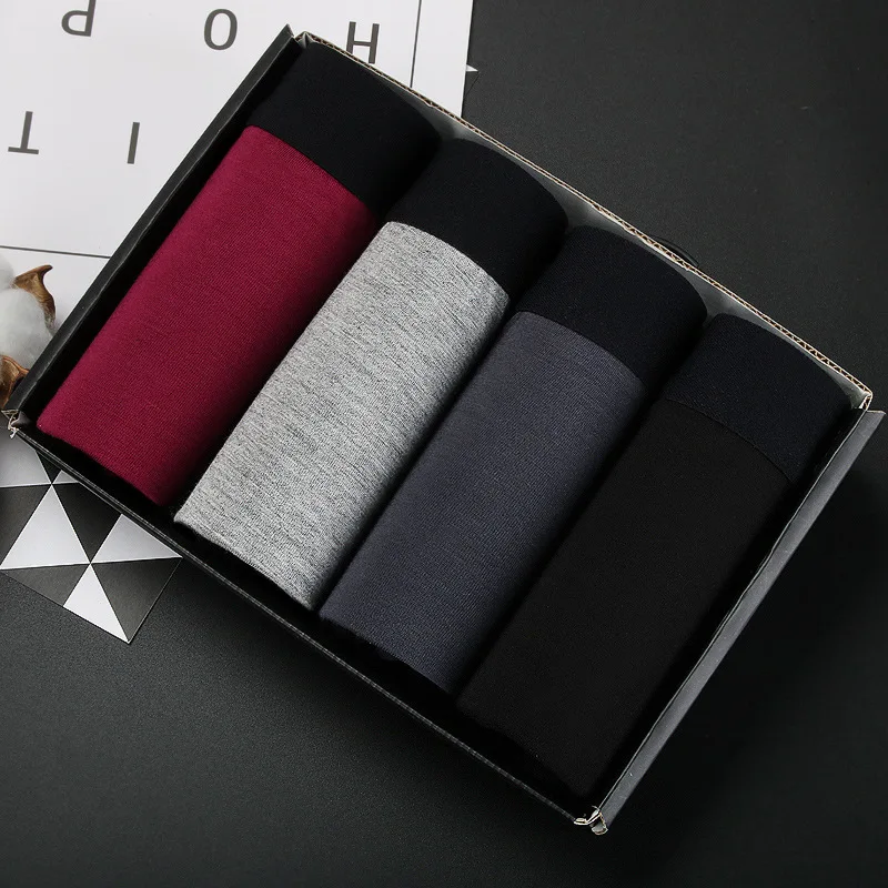 Мужское нижнее белье хлопковое боксеры Мужские дышащие трусики однотонные шорты