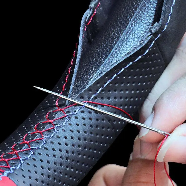 

Hand-stitched Black leather Car Steering Wheel Stitch on Wrap Cover for Audi S8