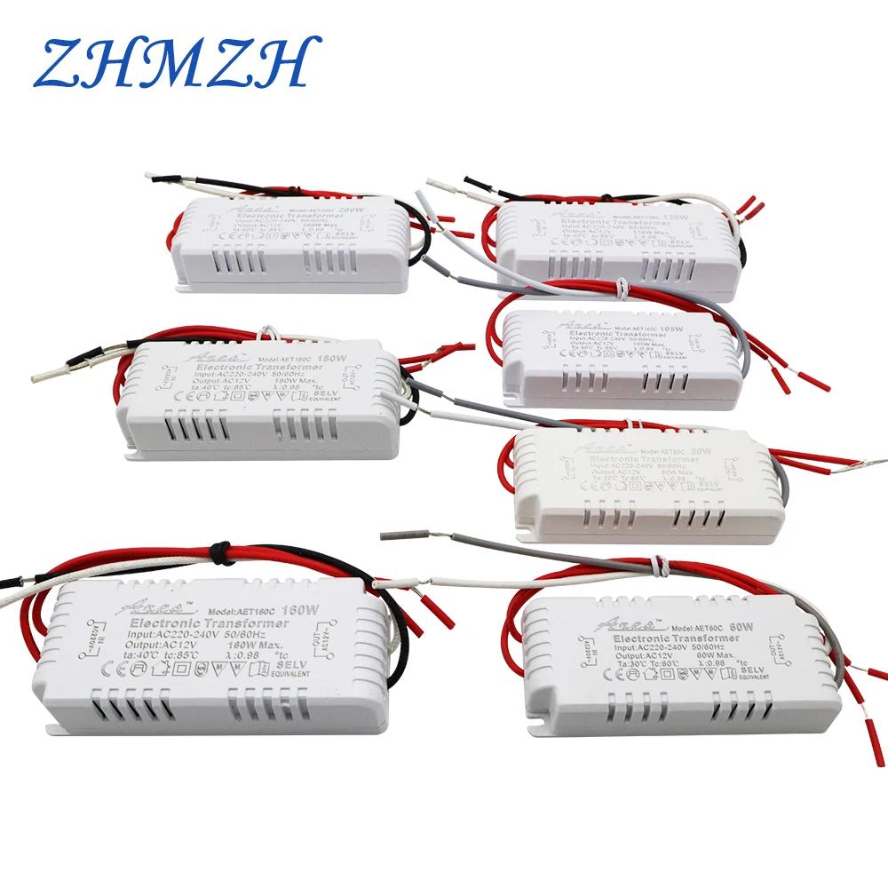 ZHMZH Dimmable 160W 180w 200w Electronic Transformer AC220V to AC12V For G4/G5.3 Quartz Lamp Halogen Lamp Crystal Lamp CE