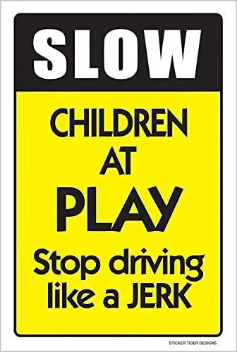 

Crysss Warning Sign Slow Children at Play Stop Driving Parking Road Sign Business Sign 8X12 Inches Aluminum Metal Sign
