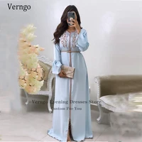 verngo light sky blue formal evening dresses kaftan dubai arabic stretch long sleeves prom gowns party dress outfit 2022