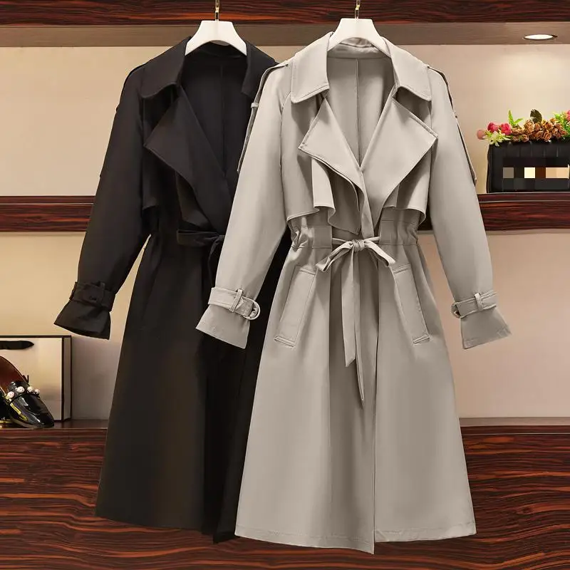 

Autumn Long Trench Coat Women Double Breasted Slim 4xl Slim Trench Coat Female Outwear Fashion Windbreaker